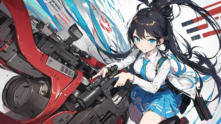 cute anime girl with a gun