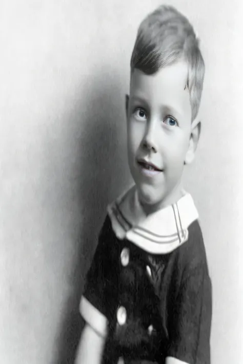 arafed photo of a young boy in a sailors outfit, young david bowie,  as a boy, young robert plant, classic portrait, george h.w. bush, young jim caviezel, black and white old photograph, linus sebastian, young tom hiddleston, early black and white photo, y...