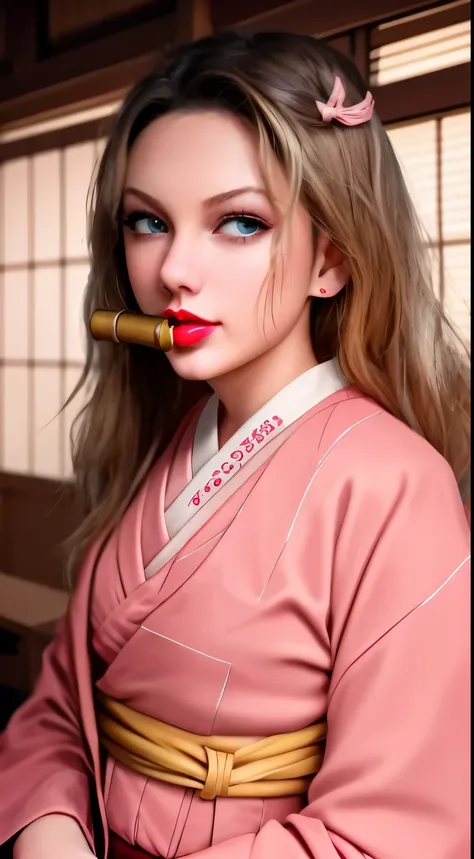 insanely detailed, detailed portrait of illustration,masterpiece, best quality, beautiful lighting,(taylor swift),nezuko, japane...