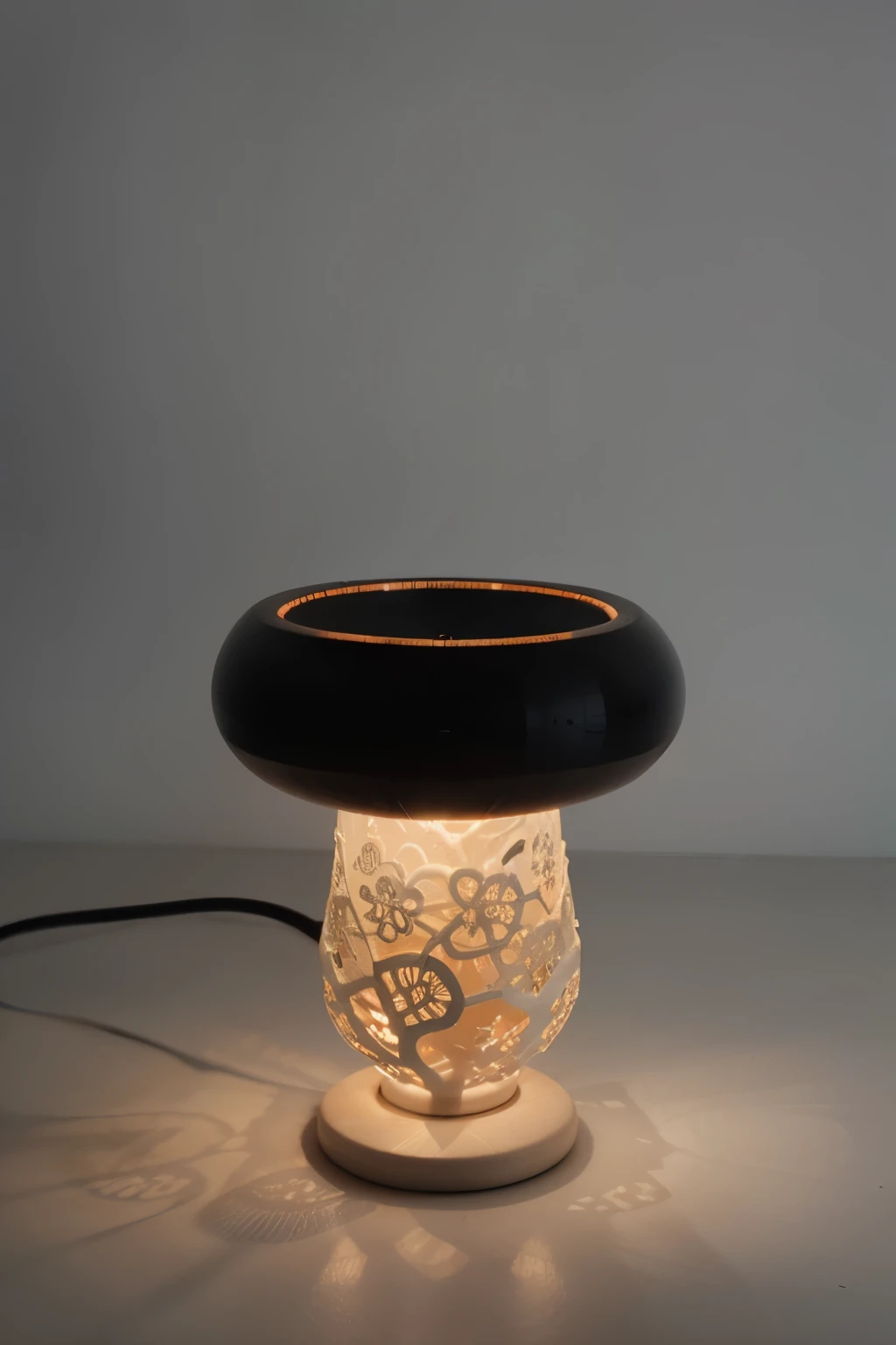 ((lamp)), ((3d print)),((minimalist)),((orange)), ((black)),((white)),((texture)),((pattern)),