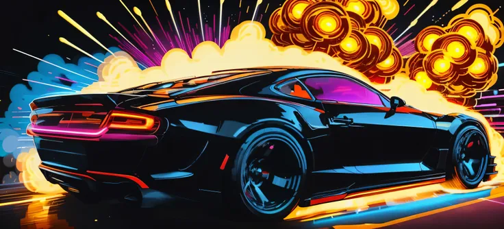 a close up of a car with a lot of lights on it, hyper detail illustration, outrun art style, art deco outrun anime aesthestic, background artwork, hq 4k phone wallpaper, wallpaper mobile, wallpaper 4k, hd artwork, wallpaper 4 k, striking detailed artstyle,...