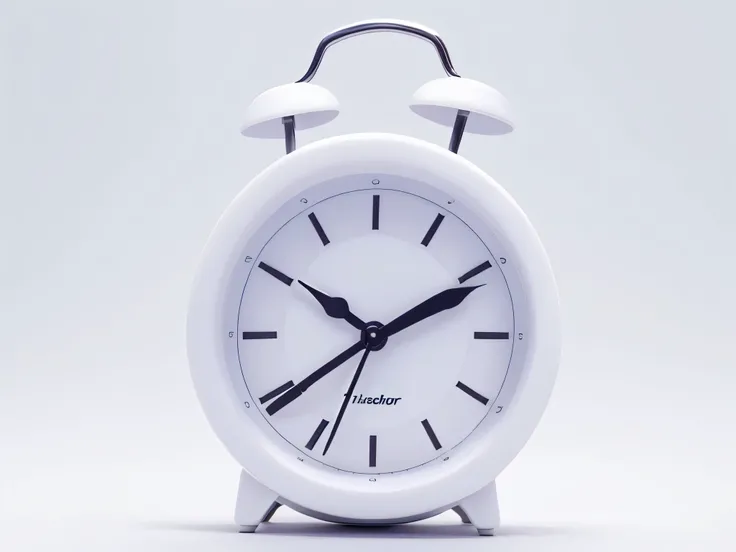 White background，A 7 o&#39;clock alarm clock