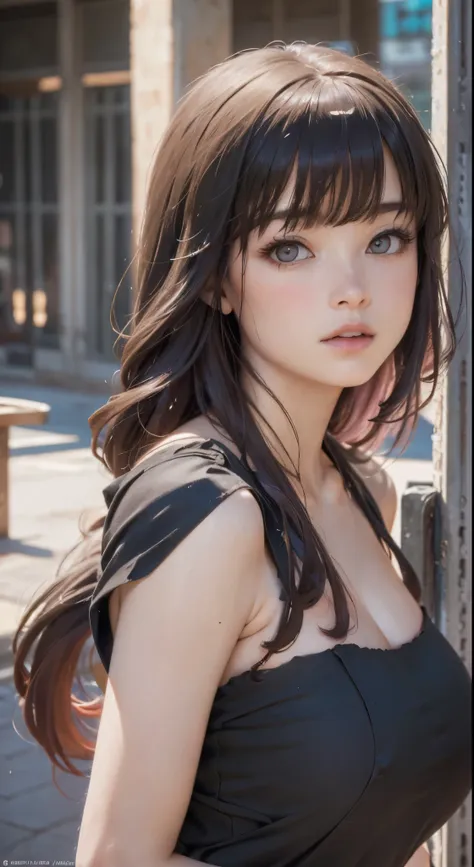 (1girl:1.3), (photorealistic:1.4), (masterpiece, top quality, best quality, official art), extreme detailed, highest detailed, (ultra-detailed), ((an extremely delicate and beautiful)), cinematic light, contemporary, silky long hair, she sexy pose at the s...