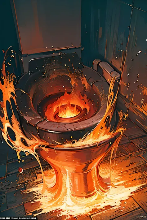 In the depths of the netherworld, a toilet emerges from the fiery abyss in a hyper-realistic and intricately detailed depiction, generated by the masterful blending of artificial intelligence and AI painting art. This hellish creation, a toilet in inferno,...