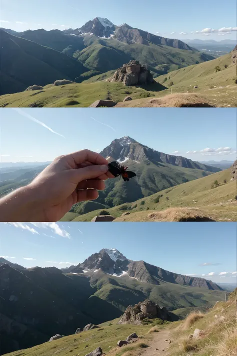 Butterfly seeing a mountain in the distance