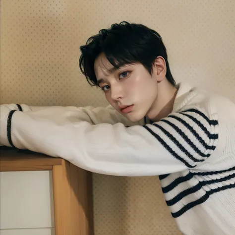 Imagen arafed de un joven con un collar y un collar., Cai Xu Kun, sus ojos brillan de color rojo, yanjun chengt, inspirado en Yanjun Cheng, sus ojos son rojos y brillantes, kim doyoung, Jung Jaehyun, hyung tae, foto de perfil en la cabeza, jinyoung shin, i...
