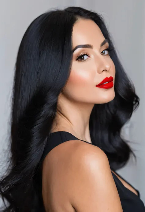 arafed woman with long hair and red lipstick posing for a picture, ekaterina, profile image, red lips, professional picture, 30 years old woman, 30 years old woman, angiewolf, photo of jessica devic, professional profile picture, moleksandra shchaslyva, wi...