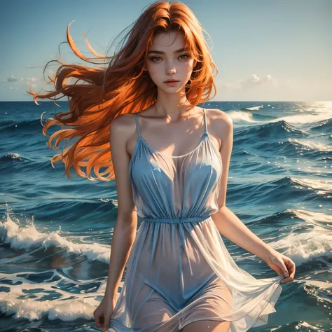 (masterpiece, best quality), ((1girl, solo, long hair)), Ishmael_limbus, innocence expression, bare arms, bare shoulders, bare neck, watercolor, sundress, liquid clothes, water, waves, water dress, blue_theme, night, mist, dark, sharp focus, sea, see-throu...