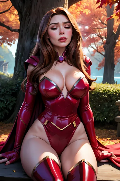 ((highest quality)), ((masterpiece)), (be familiar with), ((elizabeth olsen)), ((scarlet witch)), perfect face、precise、(accurate...