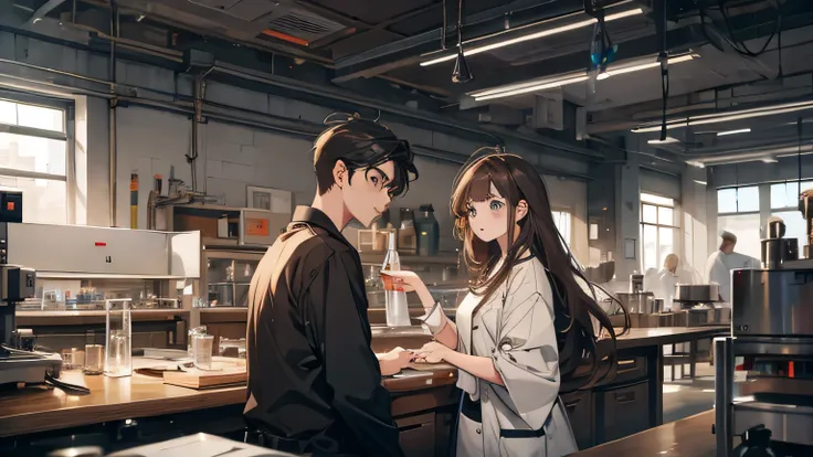 boy and girl in laboratory
