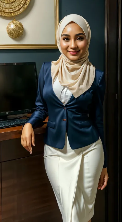 indonesian hijab girl, white skin, perfect daylight, no make up, skinny body, smiling, big breast, feminine features, elegant posture, soft lighting, delicate facial features, mesmerizing eyes, vibrant colors, high resolution, masterful depiction, alluring...