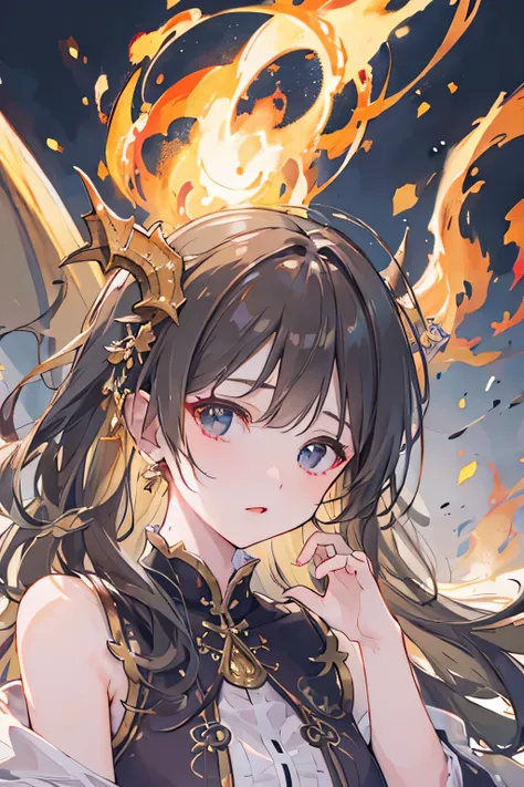 ((best quality)), ((Masterpiece)), (details), Perfect face Dragon Gold girl 