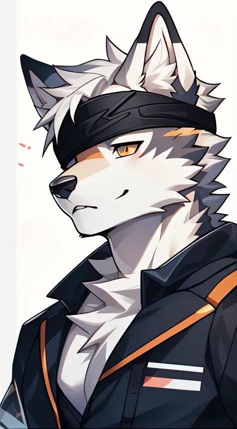 white fox，Arctic fox，white fur，youth，Handsome，Say hello by chance，Cai Xukun&#39;High quality fan art，clear lines，Blindfolded and unable to see，