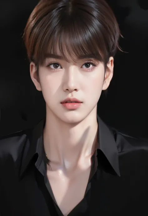 Close-up of a person wearing a black shirt and necklace., Cai Su Kun, Inspiration from Kim Deuksin, Inspired by Jeon Seok Lee, Inspired by Bian Shoumin, Made with Anime Painter Studio., The style of K-pop idols, Inspiration from Kang Se Hwang, #1 Digital P...