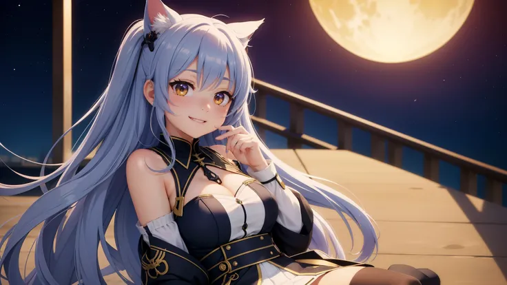 study,long hair,anime,one girl, coffee,cream,smile,mini skirt,From the Azur Lane video game, とても美しいanimeの猫の女の子, azur lane style, Azur Lane characters, 美しいanimeの猫娘, 美しいファンタジーanime, charming cat girl, かわいいanimeの猫娘, animeスタイル 4k, animeファンタジーアートワーク