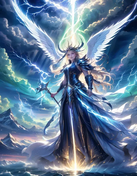 ((highest quality)),(ultra high resolution),(Super detailed),(detailed description),((best CG)),(best work of art),super precision art,amazing drawing art,(Fantasy art with intricate detail:1.5), A spear of light that pierces heaven and earth,Lightning ema...