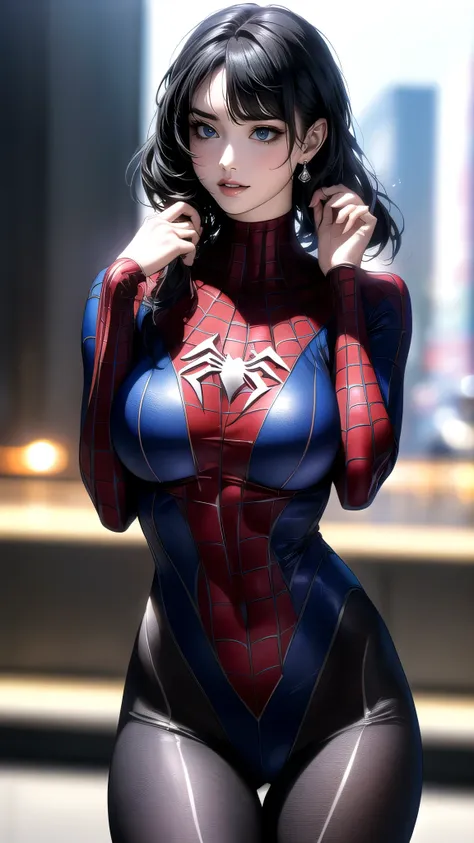 spiderman swimsuit,(random pose:1.2),(random hairstyle),(large breasts),(highest image quality, (8k), ultra-realistic, best qual...