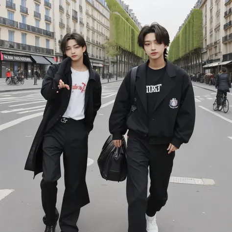 Hyunjin e felix andando em paris 