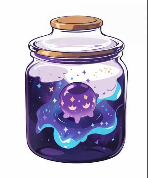 bank of jelly, they want the cosmos, space inside the jar, vector drawing, purple, Purple Space 