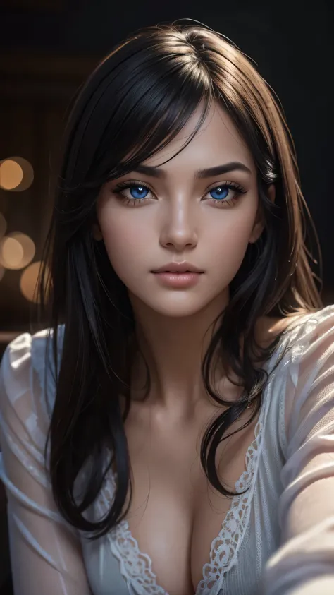 Extra Close-up to the face,a beautiful Black hair woman, solo, beautiful face, high detailed realistic eyes, double eyelids, high detailed realistic pupils,sitting alone on a long chair,best quality, masterpiece, high resolution, Beautiful face, tyndall ef...