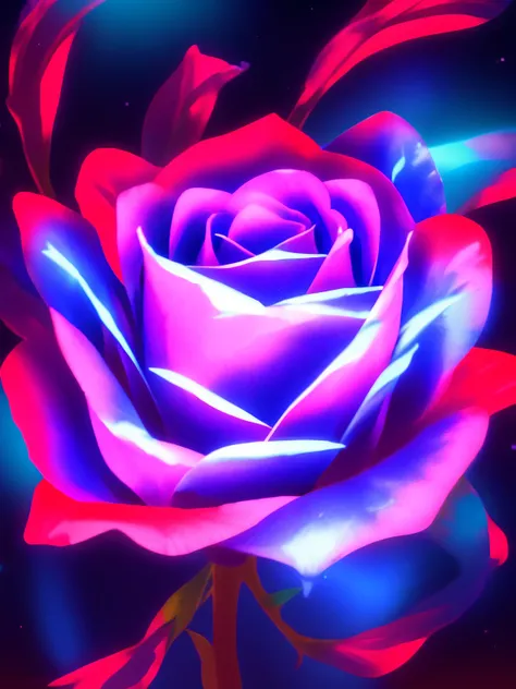 
a purple rose with a butterfly on it surrounded by flowers, glowing neon flowers, glowing delicate flower, beautiful!!! digital art, glowing flowers, magical flowers, glowing blue, neon flowers, neon light and fantasy, blue rose, luminous flowers, beautif...