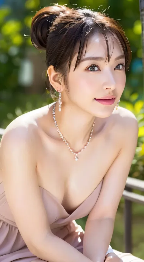 (highest quality, 4k, masterpiece :1.3), sharp focus, shallow depth of field, Bright colors, professional level, 
20-year-old, 1 person, Japanese beautiful face, 
Supple body :1.3, model body shape:1.5, perfect style：1.4, 
narrow shoulders, beautiful clavi...