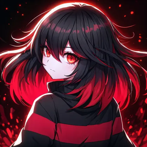 anime, anime girl, black hair, red eyes, black background, portrait gapmoe yandere grimdark, akane owari danganronpa, gapmoe yan...