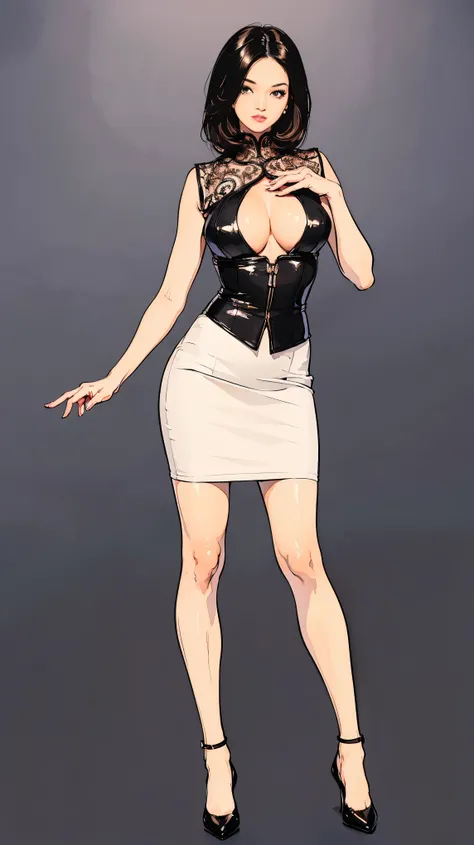 ((masterpiece,best quality,8k,highres)),((character concept art)), 1 female, mature female, Asian, mother, milf, sexy, lustful, 35 years old, 155 cm height, (medium length black hair), black hair, (fair skin colour), ultra finely detailed eyes (brown eyes ...