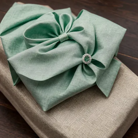 Linen coarse cloth background，Giant imperial green diamond ring，Custom gift blind box，Studio film professional light，32K quality，