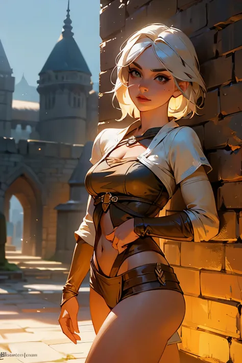 Ciri from The Witcher saga, sexy clothes, sexy body, castle