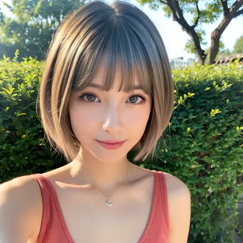 Short bob silver hair bullish cute girl