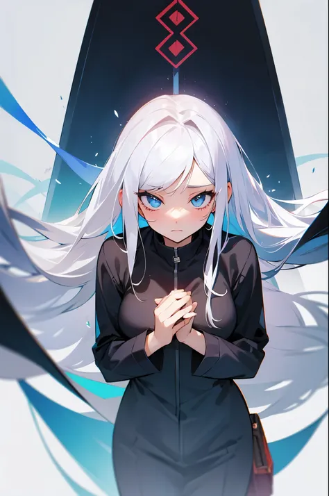 make a waifu with white hair and shy and hotter