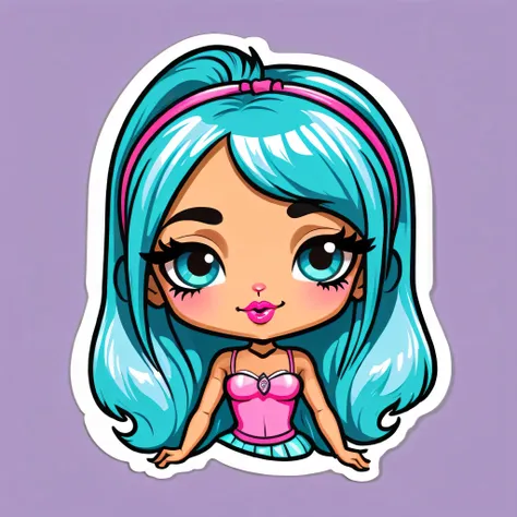 cartoon cute sticker girls front view like bratz