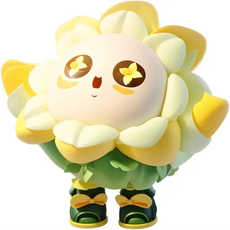 Flowers with white flowersClose-up of toys, Elegant, Flower core, luminescent, huge flower head, Huge white daisy flower face, Giant daisy flower as head, There is a toy，There are faces and eyes，happy，cheer，Close-up of toys, Cartoon characters, Lovely char...