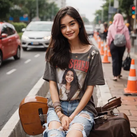 very beautiful girl, big milk, smile, looking at the camera