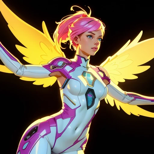 Translucent ethereal mechanical girl，Future Angel Mechanical Joint，translucent mechanical wing，High-resolution portraits with vibrant colors and intricate details,great art. (best quality,4K,8K,High resolution,masterpiece:1.2),super detailed,(actual,lifeli...