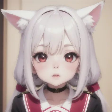 (masterpiece, best quality:1.2), emoticon packages,red eyes，white hair，fox ears，pitiful，blush，looking down