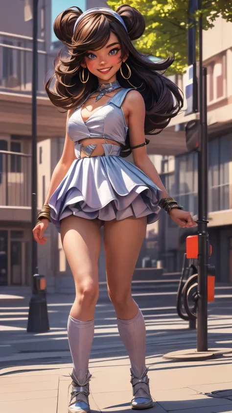 (best quality,4k,8k,highres,masterpiece:1.2),ultra-detailed, College Girl walking around college campus, strutting her stuff, Smiling and laughing, Flirting with the viewer, HDR, 8k, absurdres, cinestill 800, sharp focus, add_detail:3 (solo woman) anime Vi...