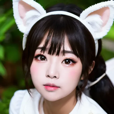 (masterpiece, best quality:1.2), Emoticon packages,red eyes，white hair，fox ears，pitiful，blush，looking down