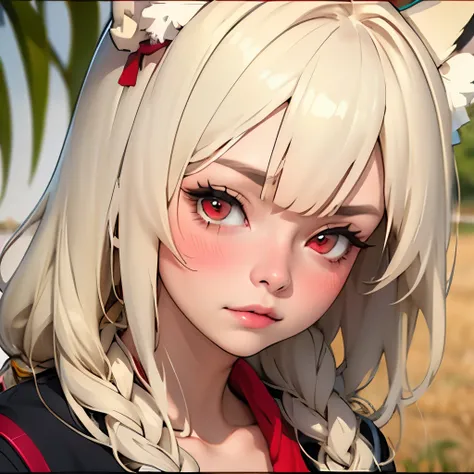 (masterpiece, best quality:1.2), emoticon packages,red eyes，white hair，fox ears，pitiful，blush，looking down