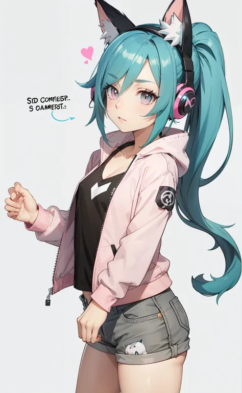 e, (confident gamer girl:1.3), cyan hair, ponytail, top quality, best quality, (character design:1.3), (1girl:1.3), cyberpunk, s...