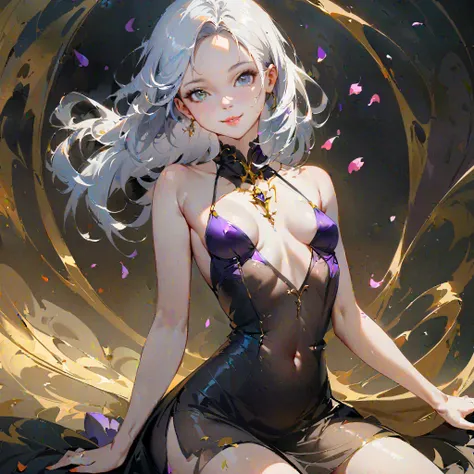 ((Create MaxZenArt!)), (Yuna), (young girl, 16 years old, naked, full length, naked body, dark hair, light skin, scarlet lips, smile; black, expressive playful eyes, long eyelashes))_((Top quality, masterpiece), (one young girl - 16 years old, naked, full ...