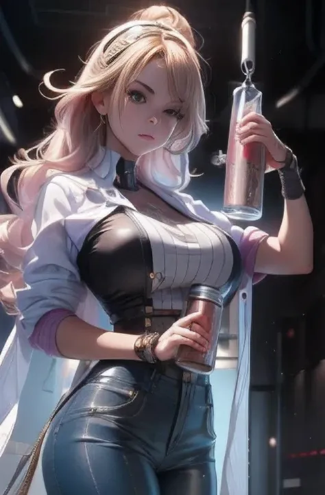 a close up of a woman holding a flask in a laboratory, extremely detailed artgerm, style artgerm, ig model | artgerm, range murata and artgerm, artgerm detailed, artgerm. high detail, in the style artgerm, artgerm art, artgerm. anime illustration