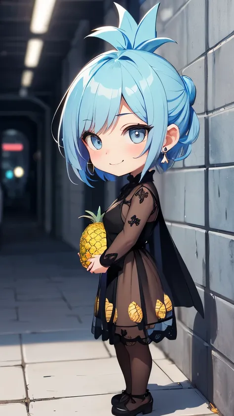 (disorganized、Longing for humanity、existence、unreasonable、high resolution、Super detailed、dynamic angle)、(Chibi、Slender、light blue hair、Short chignon hair:1.3)、mourning clothes、pantyhose、earrings、Fancy bag、Breasts that are larger than they appear、See-throug...