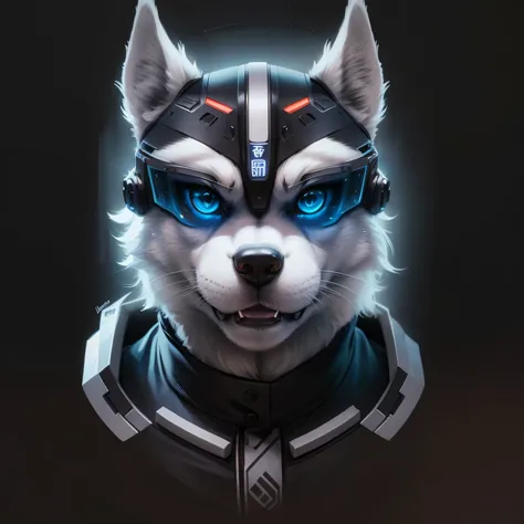 Close-up of a dog wearing a helmet and goggles, hoarse in shiny armor, dog, furry characters portrait, Anthropomorphic cyberpunk fox, hoarse, shiba inu cosmonaut portrait, medical mecha canine, furry digital art, Wolfe O&#39;Donnell, concept headshot art, ...