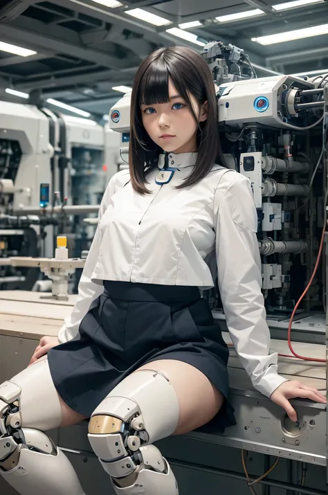 masterpiece, best quality, extremely detailed, japaese android girl,plump,control panels,mechanical hand, robot arms and legs,me...