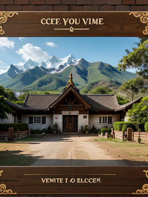 pixel art, forest, intricaA big village with icebergs must have a big sign made of brick at the entrance of the village. In the sign, write in Burmese that it must be a welcome sign to "Phataw Village".