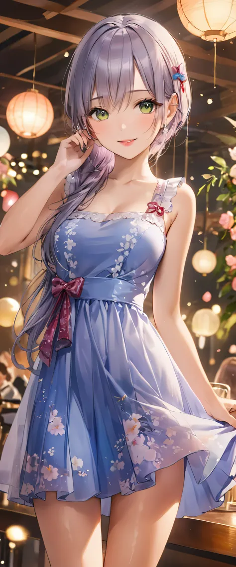 (masterpiece,highest quality,超A high resolution),japanese woman, (((Very beautiful 25 year old girl))), pretty girl、look at the photographer、 ((beautiful low ponytail)), super cute face, glossy lips, double eyelids in both eyes,natural smile、 natural make...