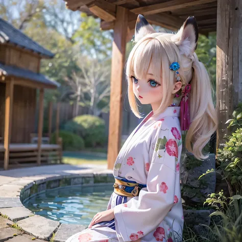 A white tiger girls chibi in a yukata at a hot spring inn, (best quality,4k,8k,highres,masterpiece:1.2), ultra-detailed, (realistic,photorealistic,photo-realistic:1.37), traditional Japanese style, vibrant colors, soft lighting