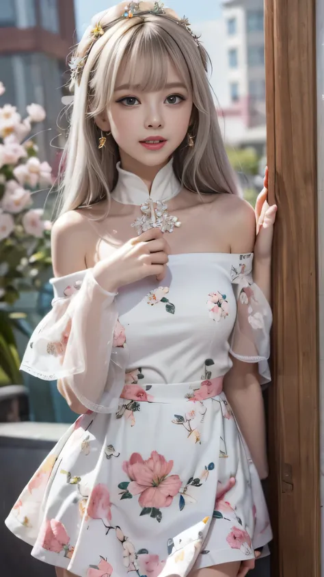 (Girl walking in lakeside park:1.2),Portrait、bright look、young shiny glossy white shiny skin、best looks、ultimate beautiful girl、The most beautiful platinum blonde hair in the world、shiny bright hair,、Super long smooth straight hair、Shining beautiful Bangs、...